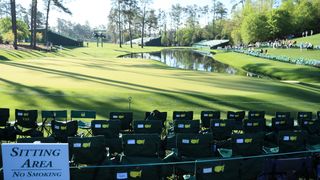 Seats surrounding the 16th hole at Augusta National