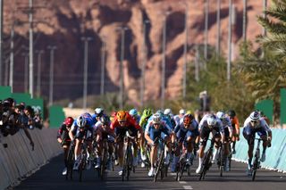 Van Uden wins the bunch sprint on stage 1 of the AlUla Tour