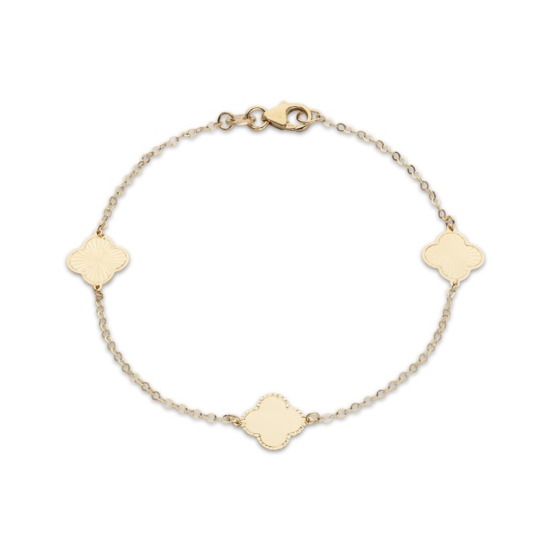 kay, Italian Brilliance Diamond-Cut Clover Station Bracelet 14k Yellow Gold 7.5&quot;