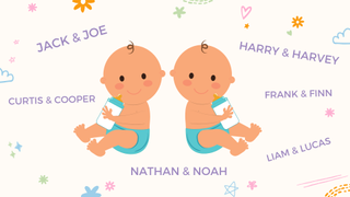 a collage of baby boy twin names
