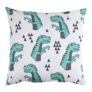 cushion with dinosaur print and white