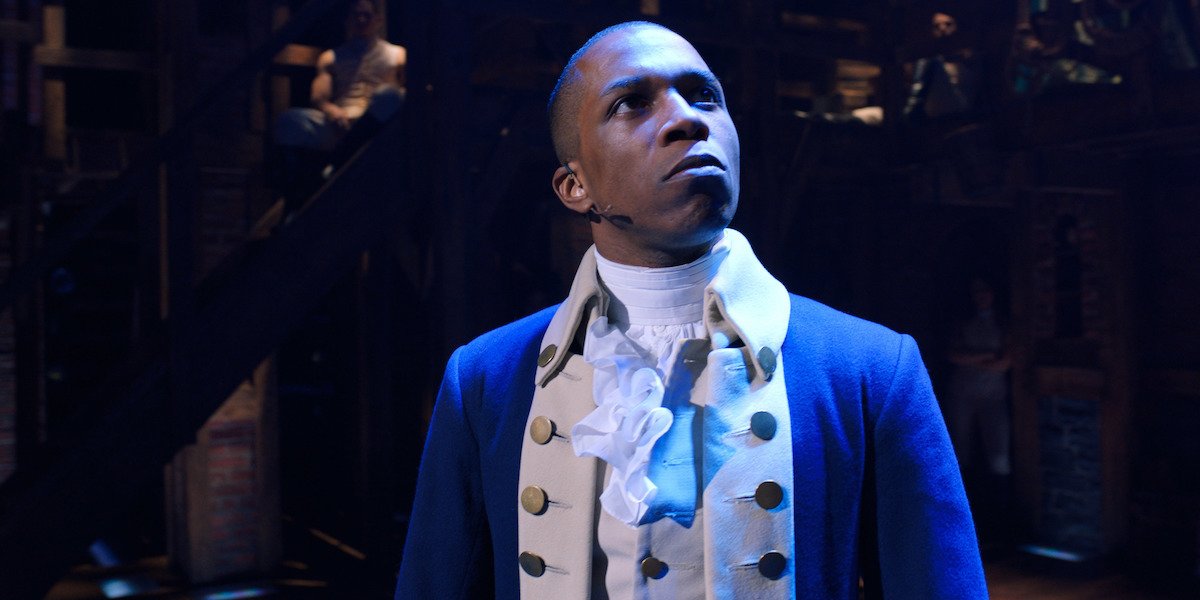 Leslie Odom Jr in Hamilton on stage in 2016