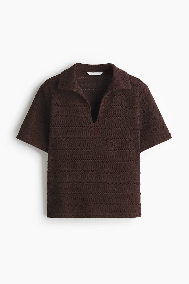 Crochet-Look Polo Shirt