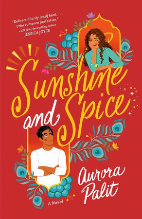 sunshine and spice by aurora palit book cover featuring a man looking up at a woman leaning out a window