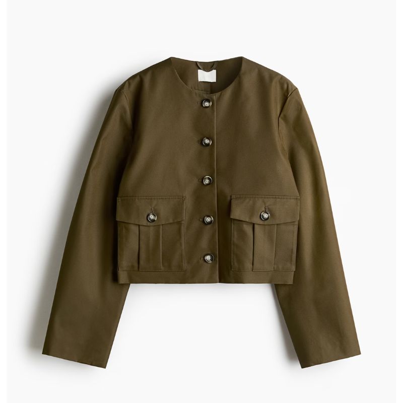 H&amp;amp;M, Short Jacket in Dark Khaki 