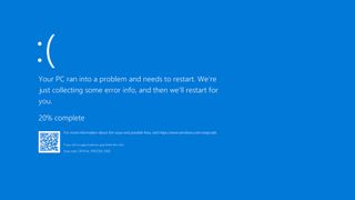 A generic blue screen of death in windows 10 os