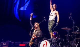 Lzzy Hale and Arejay Hale of Halestorm perform at SSE Arena Wembley on February 4, 2016