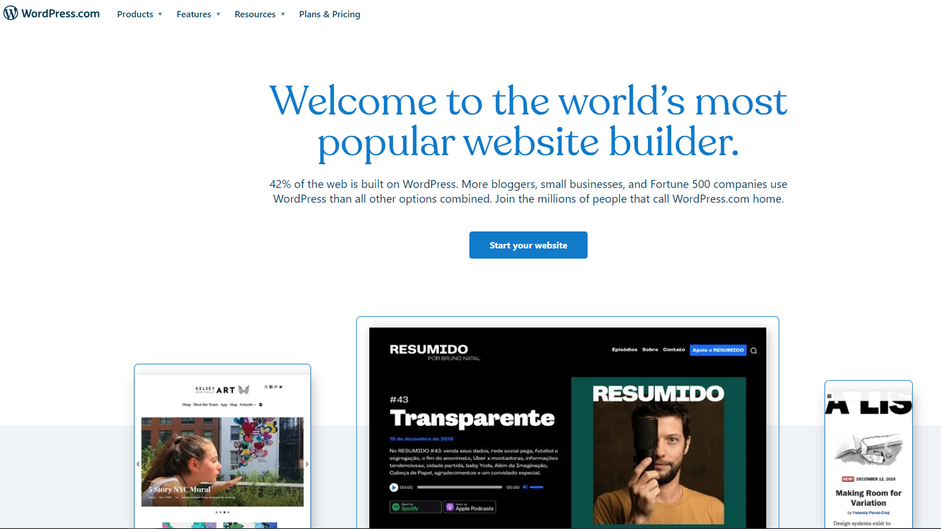 WordPress's homepage