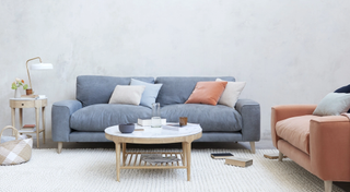 loaf sofa blue and orange dusty colours