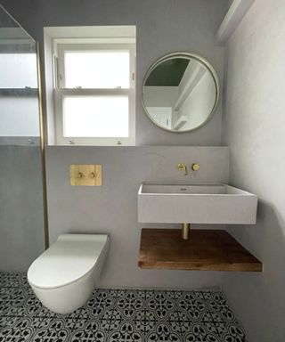 modern bathroom with microcement walls