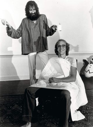 Mick Fleetwood standing over Bob Welch