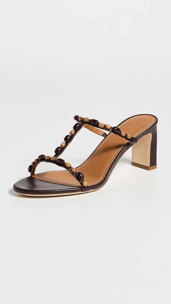 Talita Heel Sandals - Wood Beads