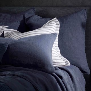 Secret Linen Store Navy Blue Linen Bed Linen