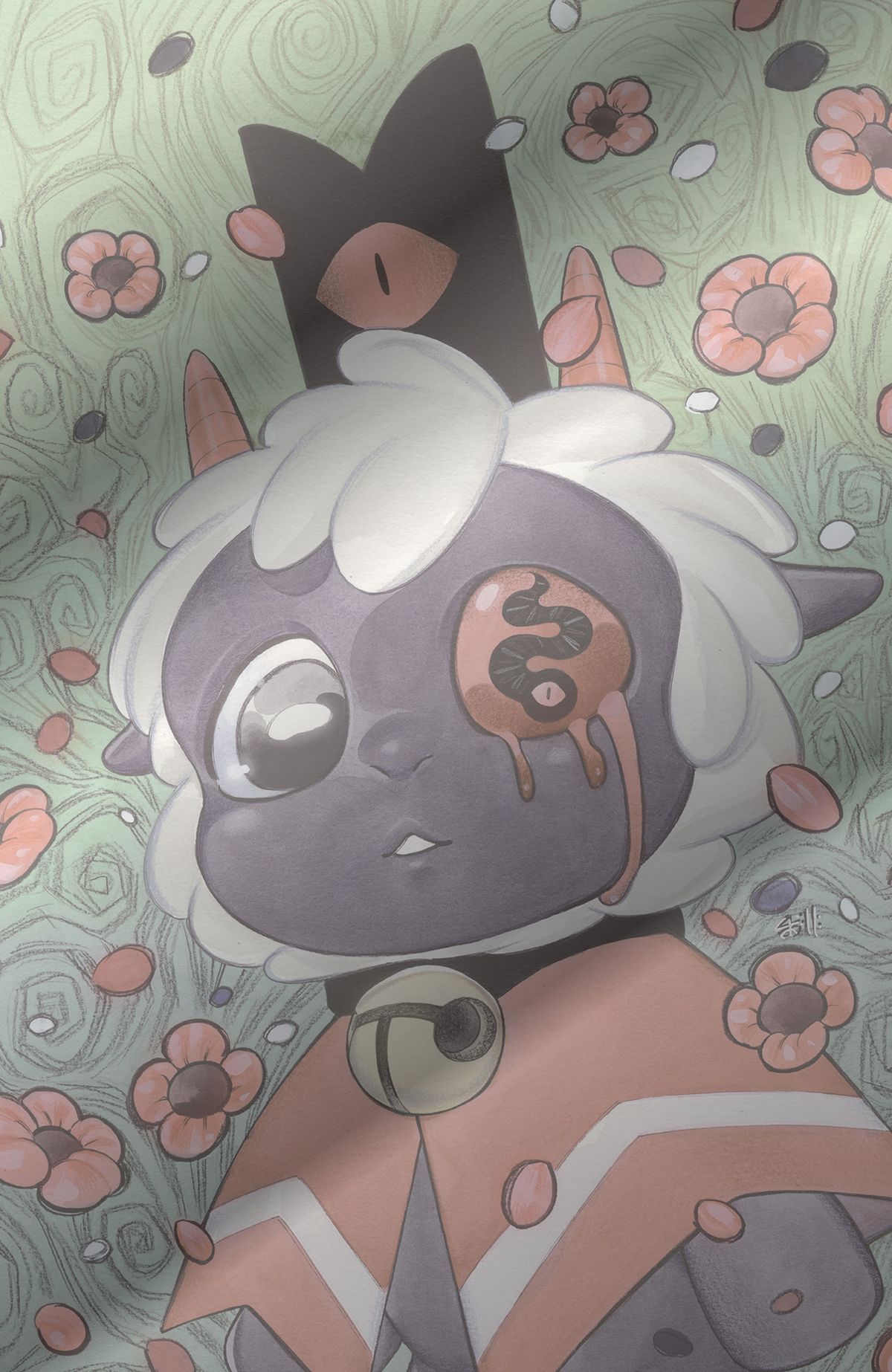 The Lamb on Peach Momoko's cover of Cult of the Lamb: Schism Special #1