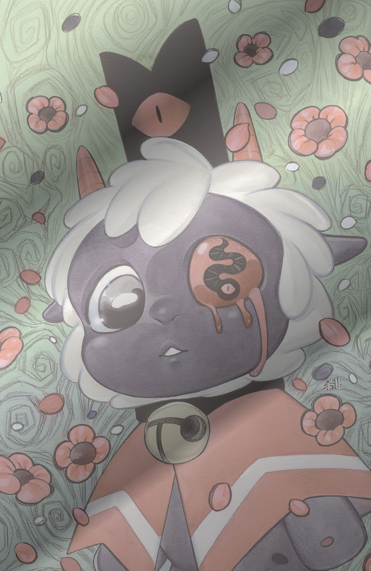 The Lamb on Peach Momoko's cover of Cult of the Lamb: Schism Special #1