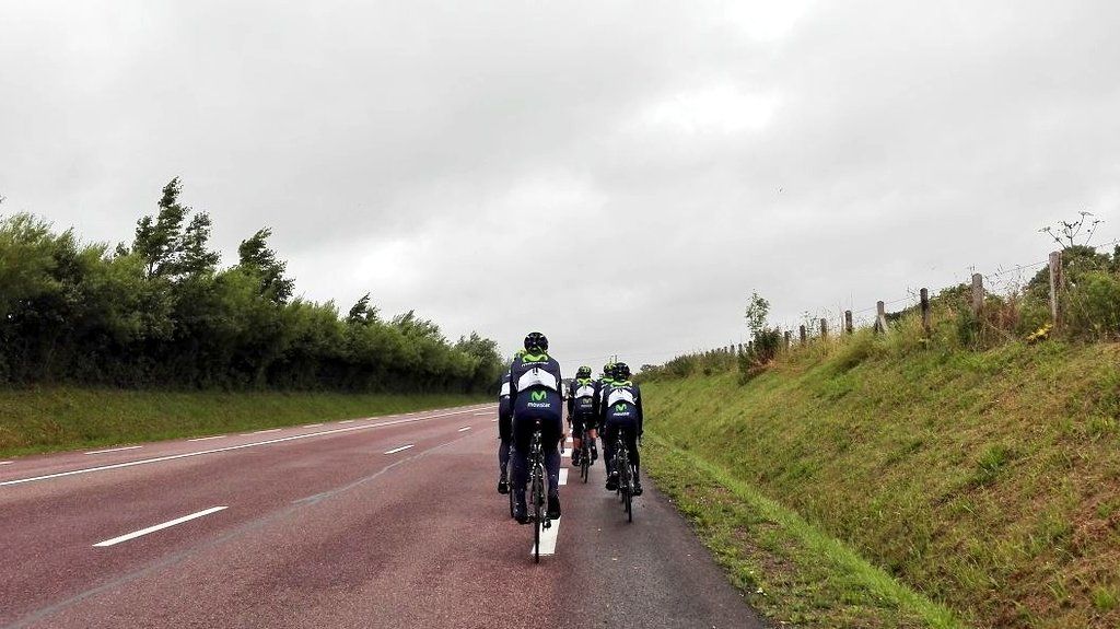 The clouds loom above the Movistar team