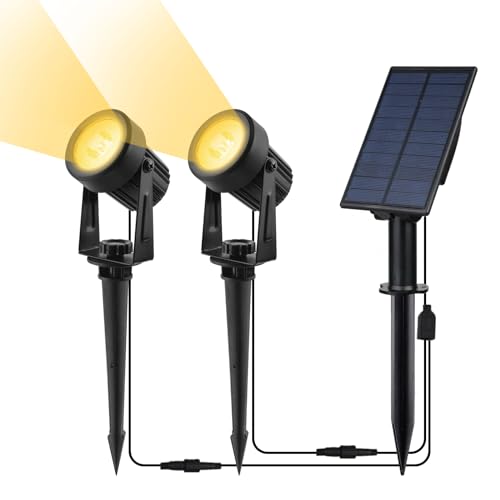 Coreslux Solar Spot Lights Outdoor 3000k Warm White Uplighters Waterproof Landscape Lamps for Garden Yard Lawn Path (2 Lights)