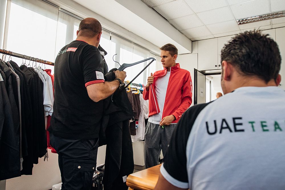 The team meeting was also a time to be fitted for race and casual clothing