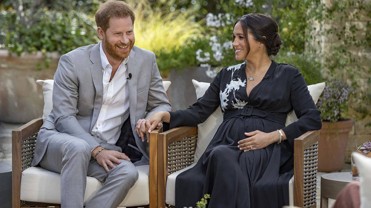 Prince Harry and wife Meghan Markle in their interview with Oprah Winfrey