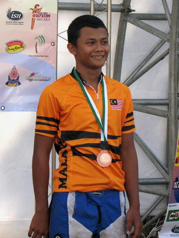 Muhammad Aim Mohd Fauzi (Malaysia), third place finisher in the junior men's downhill.