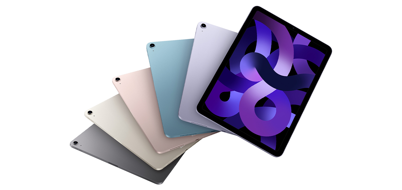 A photo of a series of iPad Air devices