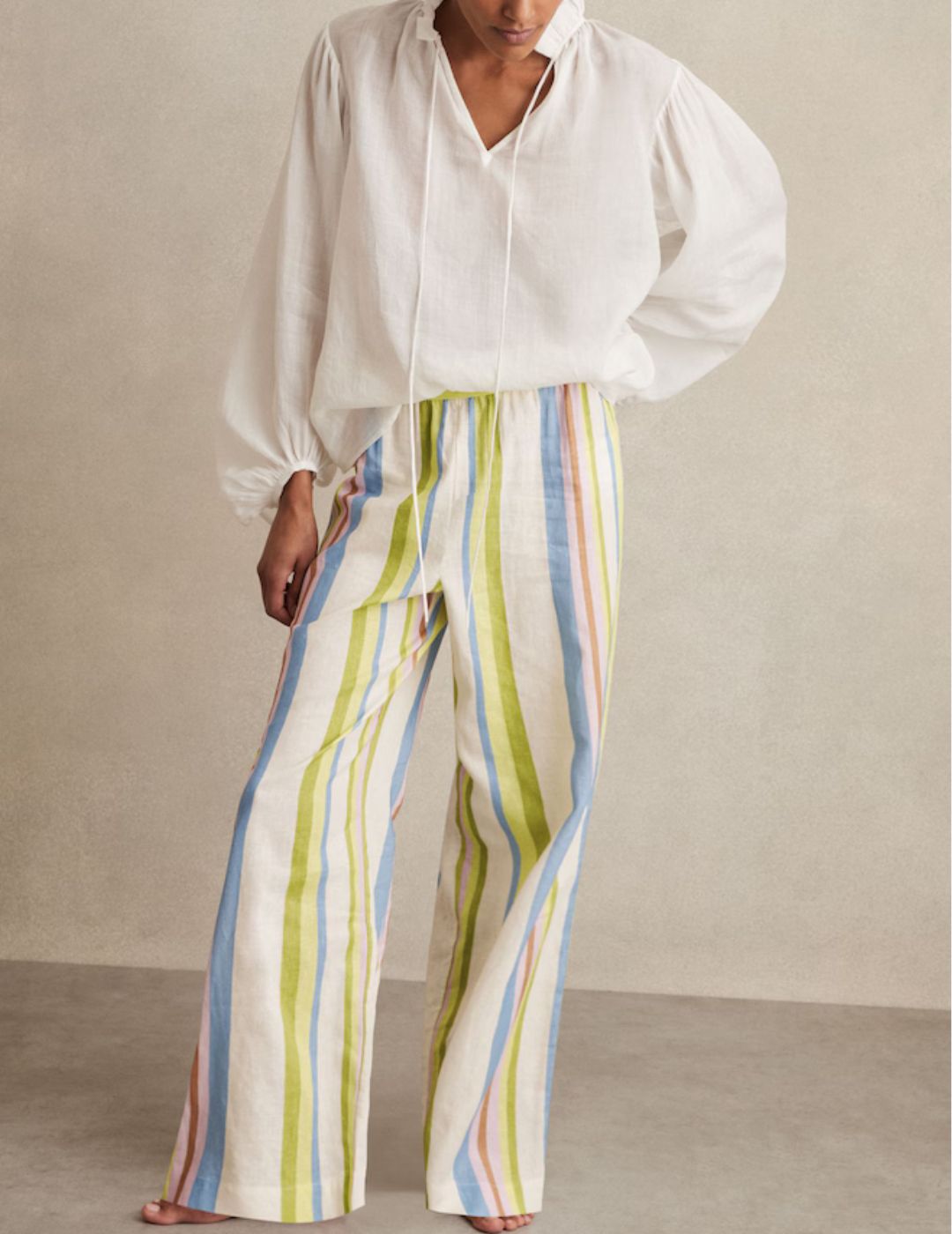 Reiss , Linen-Blend Striped Trousers 