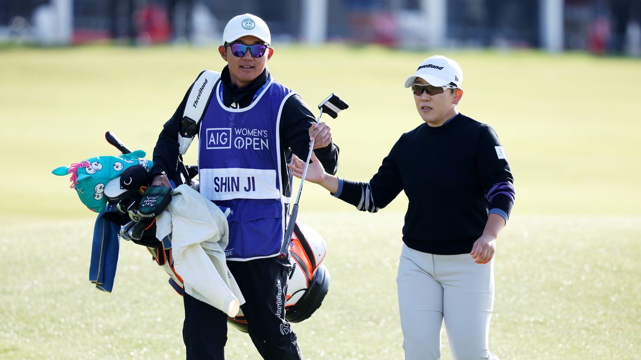 Jiyai Shin and her caddie at the AIG Women&#039;s Open