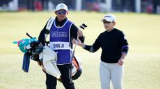 Jiyai Shin and her caddie at the AIG Women's Open