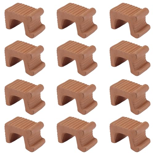 Lemonroad 12 Set Terra Cotta Cement Pot Feet for Outdoor Planters,brown | 3.1x1.6x1.6 Inch, Plant Pot Risers for 14-20" Pots, Pot Lifters for Indoor Outdoor Garden, Improve Drainage Prevent Stains