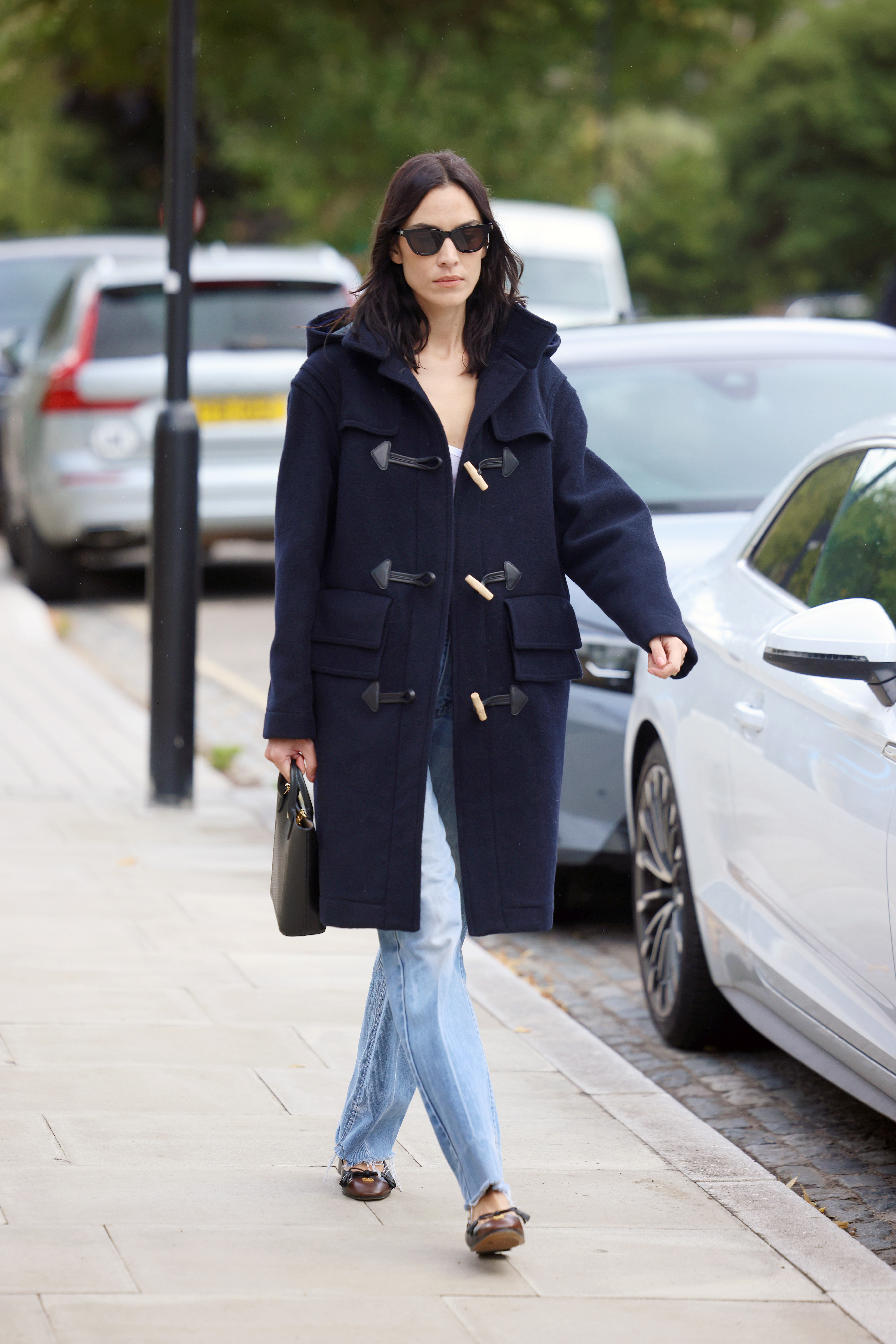 Alexa Chung wears a duffle coat