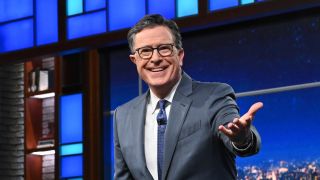 Stephen Colbert looking into the camera during The Late Show