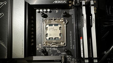 The AMD Ryzen 9 7900X3D in an AM5 motherboard