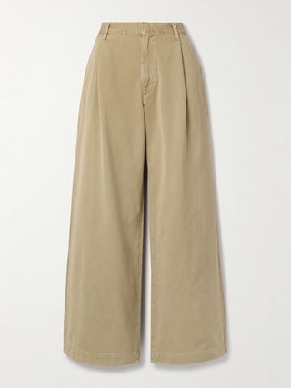 Daryl's pleated cotton twill wide-leg pants