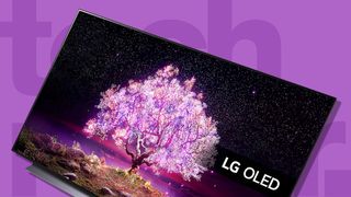 best 48, 49, 50-inch TV against a purple TechRadar background