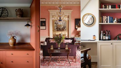 What is the most stressful color? Three red rooms: kitchen, living room and home office