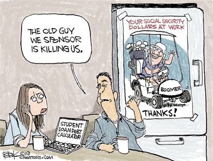 Editorial cartoon U.S. student debt social security