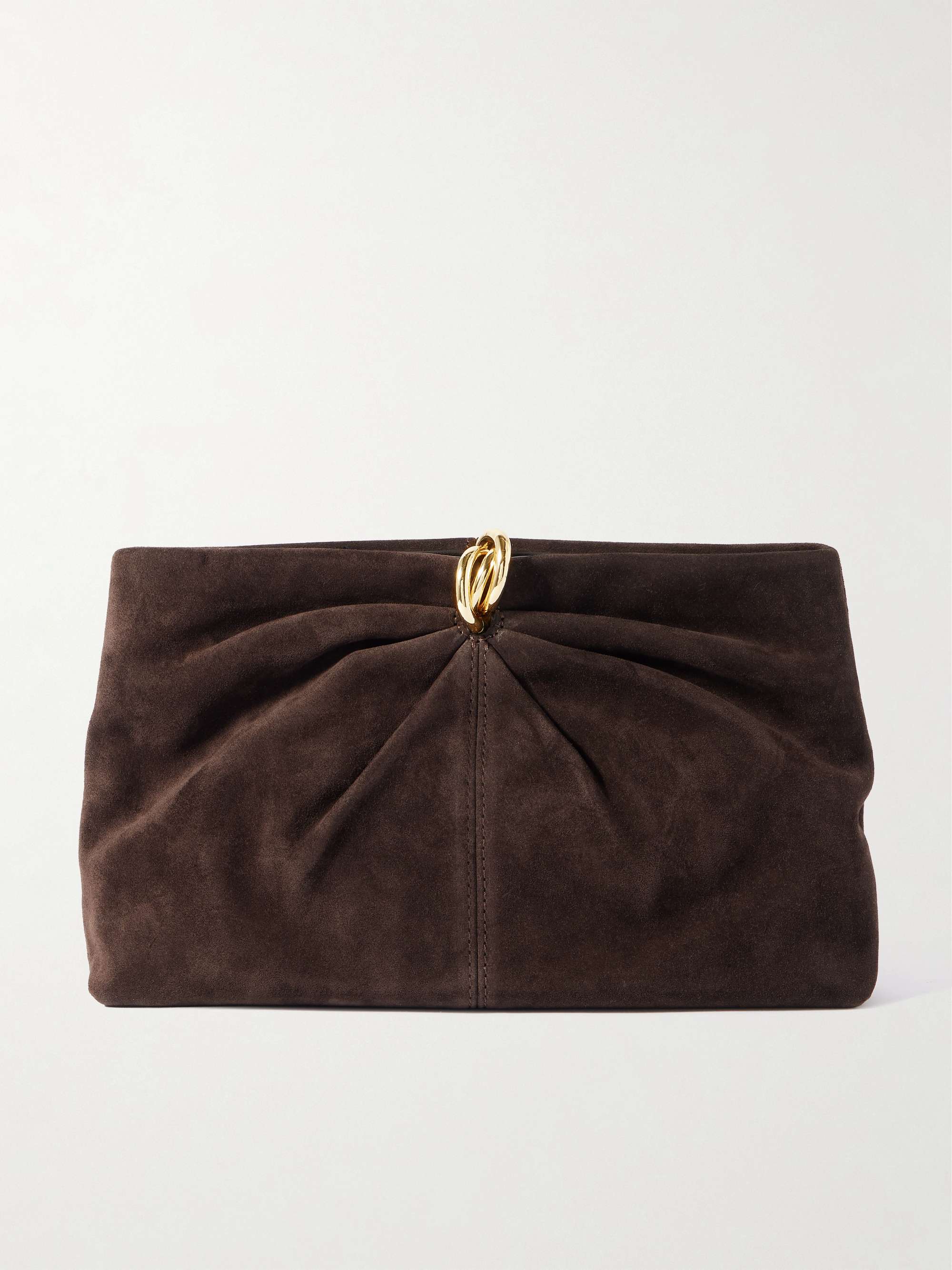 Corrine Gathered Suede Clutch