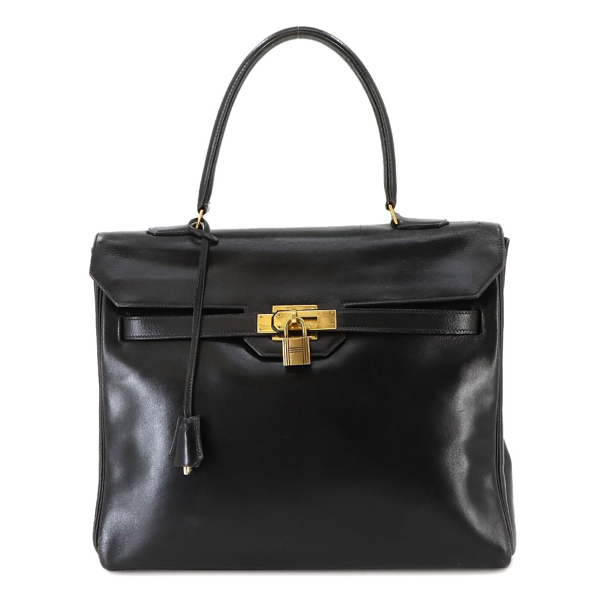 Vintage Hermes Kelly Monaco Hand Bag Box Calf Black Sac a Courroies 90245232