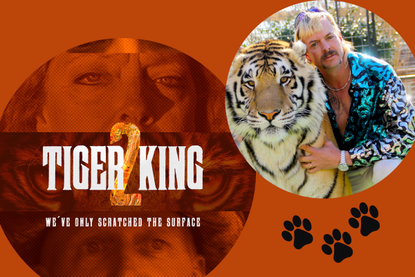 collage of Tiger King 2 poster and Joe Exotic