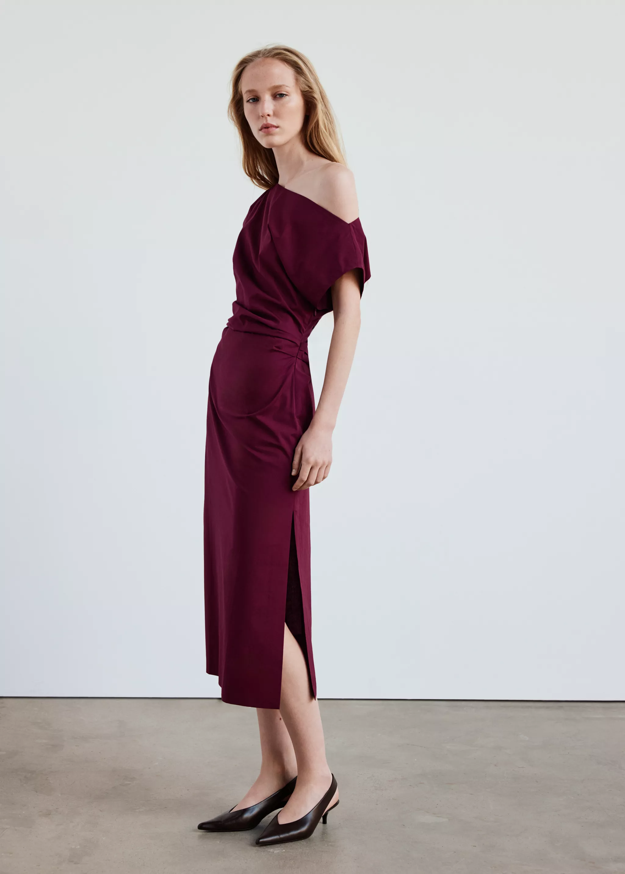 Asymmetrical Pleated Dress - Women | Mango United Kingdom