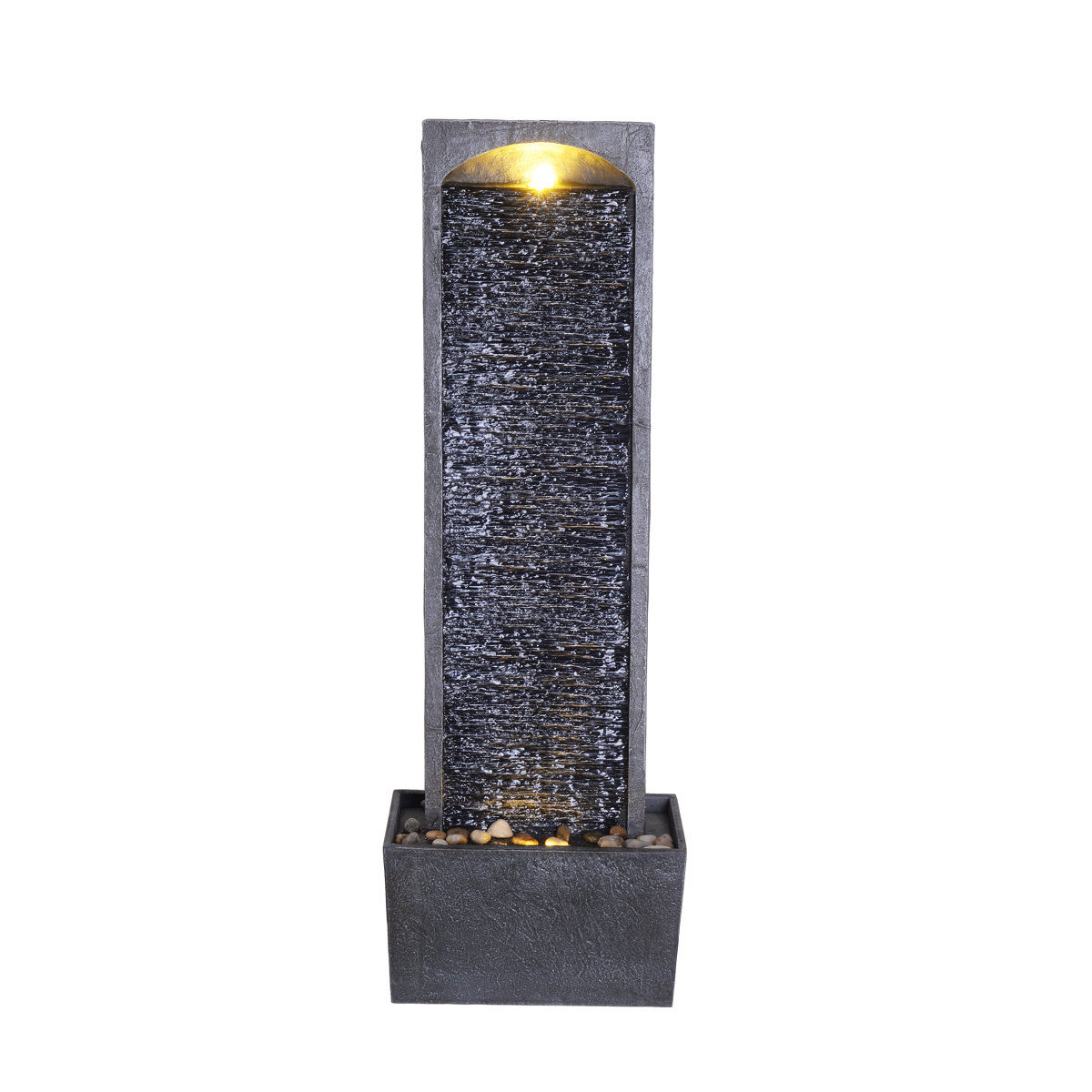 Teamson Home 98 Cm Contemporary Outdoor Led Waterfall Fountain With Pebble Base, Gray/black &amp;amp; Reviews | Wayfair.co.uk