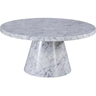 Meridian Furniture White Faux Marble Round Coffee Table