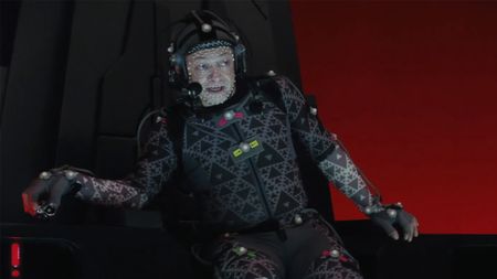Andy Serkis in the famous Mocap suit in order to play Snoke in Star Wars