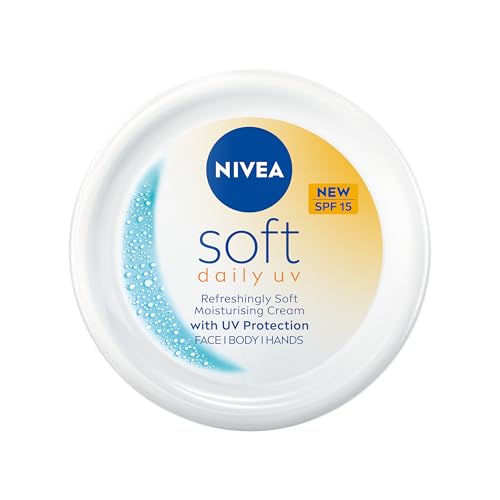 Nivea Soft Daily Uv Spf15 (200ml), 48h Moisturising Cream for Face, Body and Hands With Vitamin E and Jojoba Oil, Hand Cream With Factor 15 Sun Protection Moisturises Deeply, Vegan Formula Day Cream