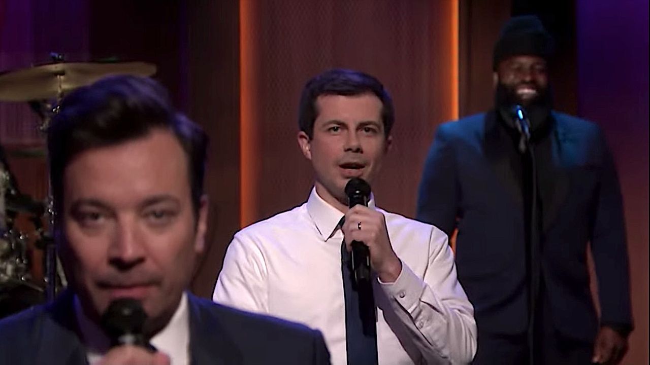 Mayor Pete Buttigieg lets his hair down