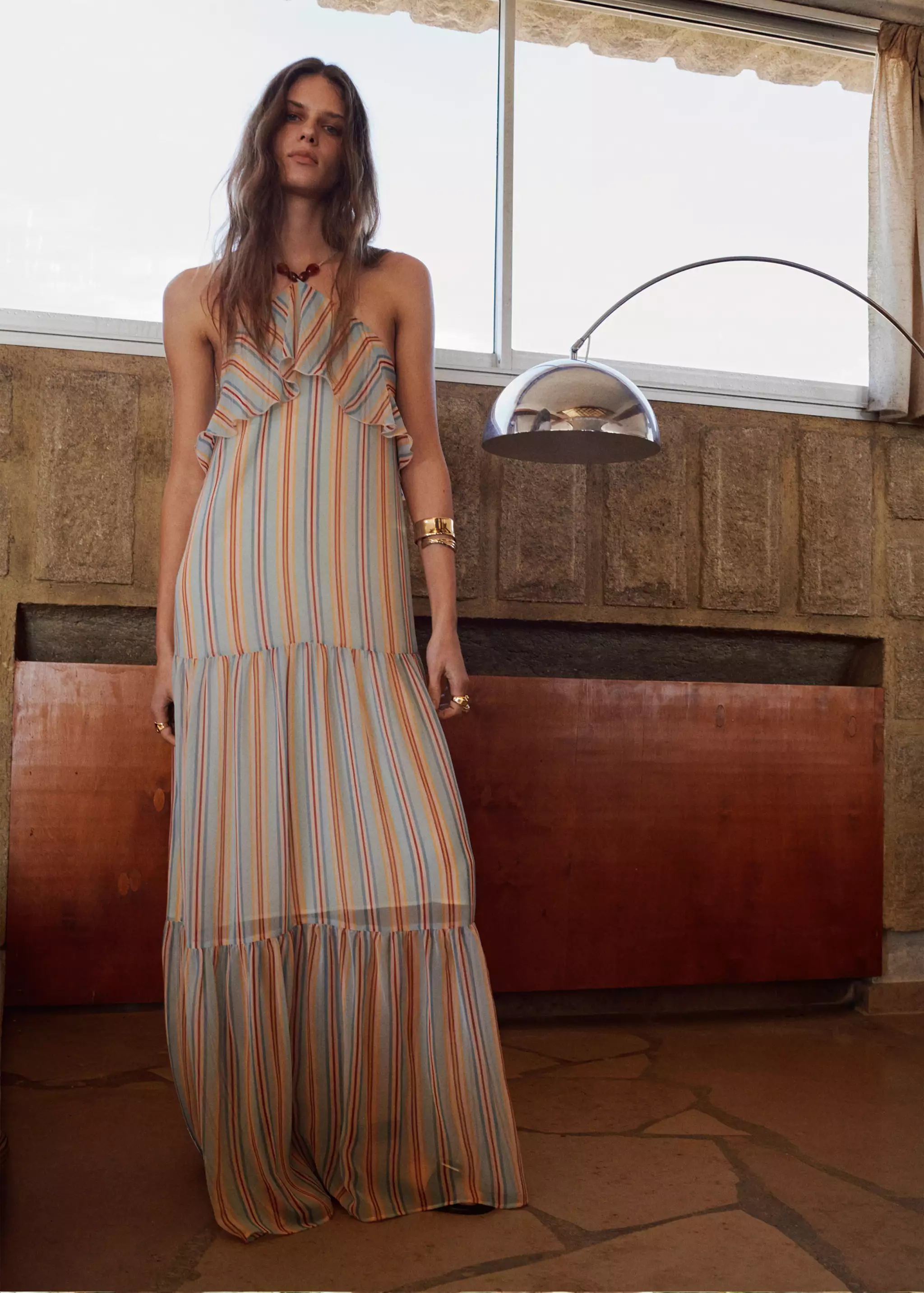 Ruffled Striped Dress - Women | Mango Usa