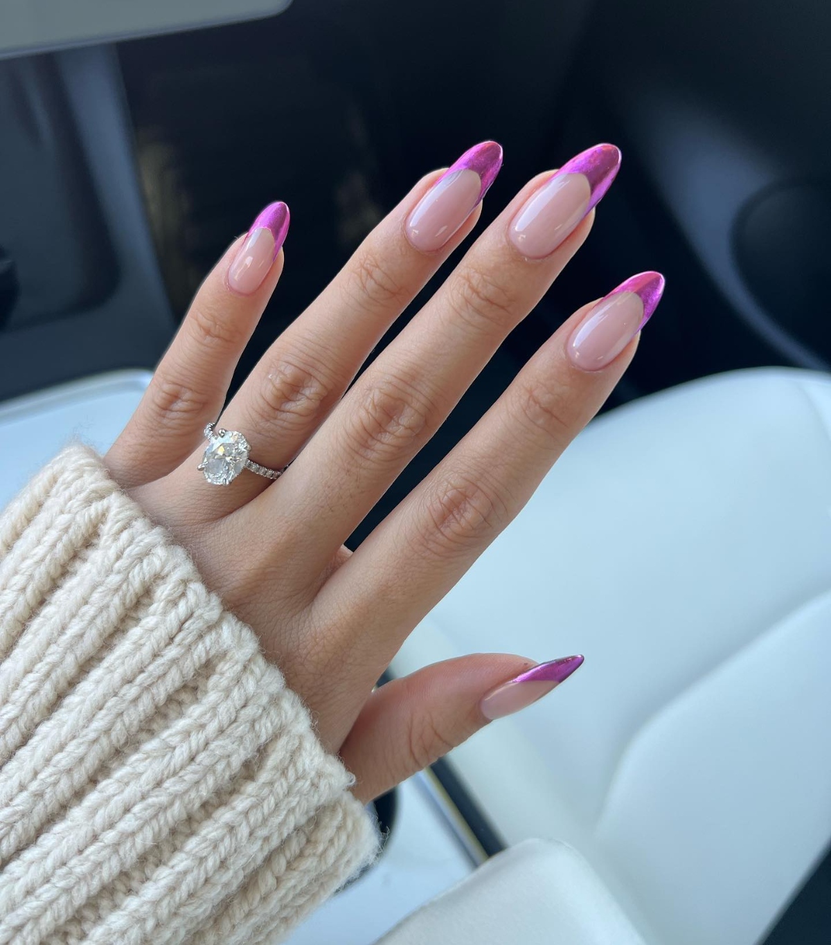 A pink chrome manicure by Zola Ganzorigt.