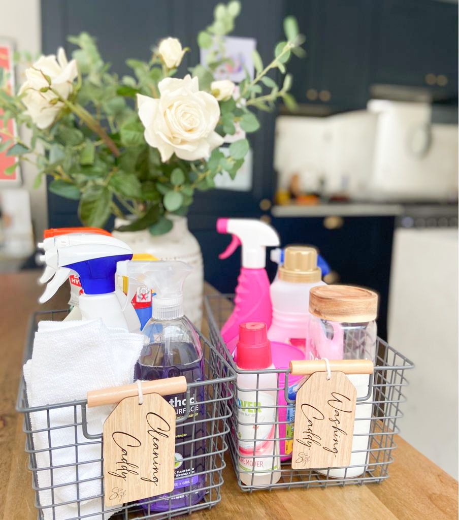 Wire baskets with tags from Store in Style at etsy.com