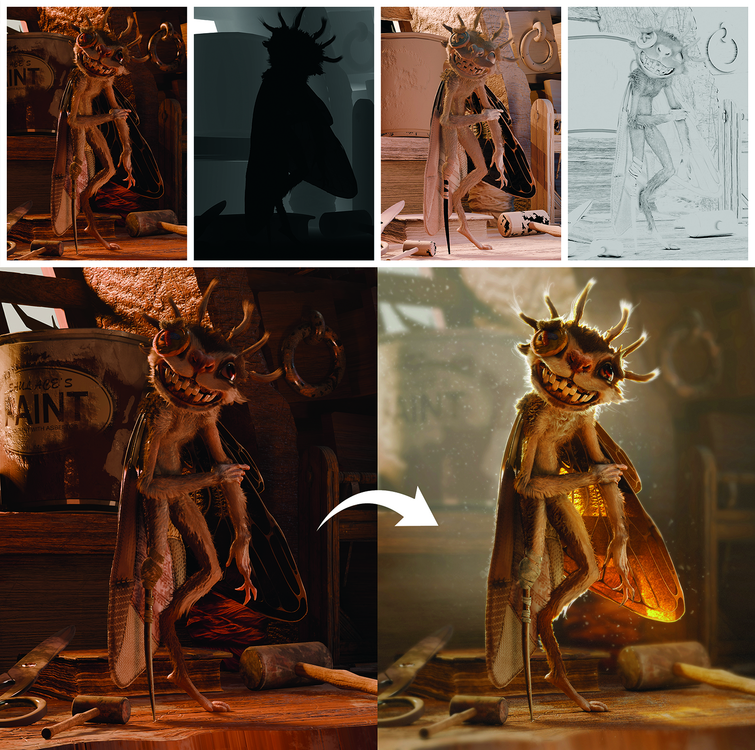 Steps to light a 3D model of a creature in Blender