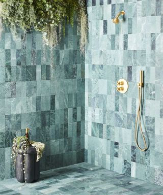 Fennel Green Marble Shower Image by Bert and May